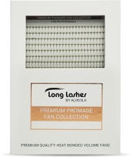 Long Lashes Műszempilla szálak, CC-íves, 4D Premium Premade Volume Fans, 0.07mm, fekete, MIX - 8-13mmmm-es szálakat tartalmaz | LLPRE4DCC07000